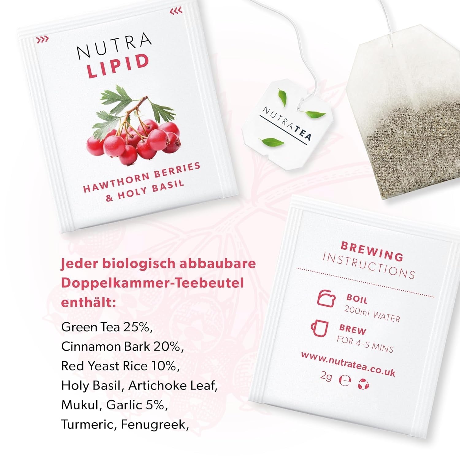 Nutra Tea NUTRALIPID, Té para equilibrar el azúcar en la sangre Ayuda a mantener los niveles de azúcar en la sangre, Té adelgazante Mejora el metabolismo y puede suprimir el apetito, 20 bolsitas de té reutilizables