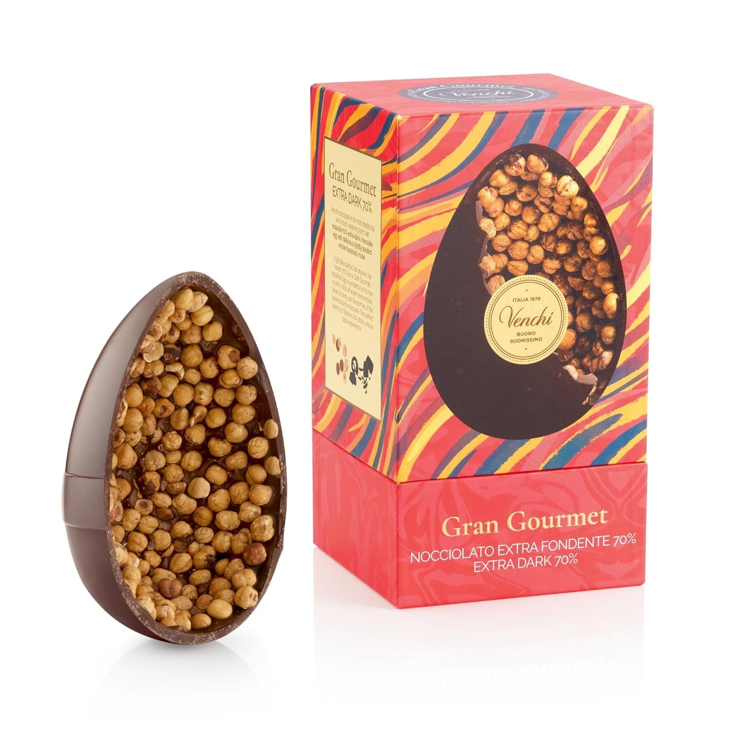 Venchi - Huevo de chocolate, sabor pistacho, con pistacho entero, con sorpresa, sin gluten, 500g, colección Pascua, idea de regalo