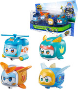 Super Wings Super Pets 4 piezas Shine, Golden Boy, Jerome, Ellie Expresión facial intercambiable Efecto relámpago Juguete portátil para niños de 3 4 5 6 7 8 años Figuras de acción de 2 pulgadas Naty Shop Paquete de 4 B