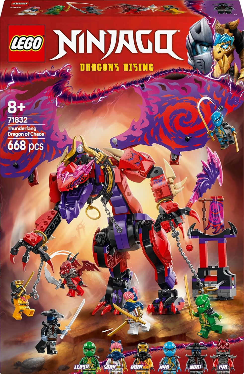 LEGO NINJAGO Dragón del Caos Diente de Trueno - Juguete con 6 minifiguras ninja - Juego de construcción de rol para niños y niñas a partir de 8 años - Regalos para fans de la serie de televisión Rise of the Dragons 71832 Juegos de construcción Beuche den LEGO-Store