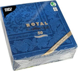 50 Servilletas "Colección ROYAL" Pliegue 1/4 40 Cm X 40 Cm azul oscuro "Adornos"