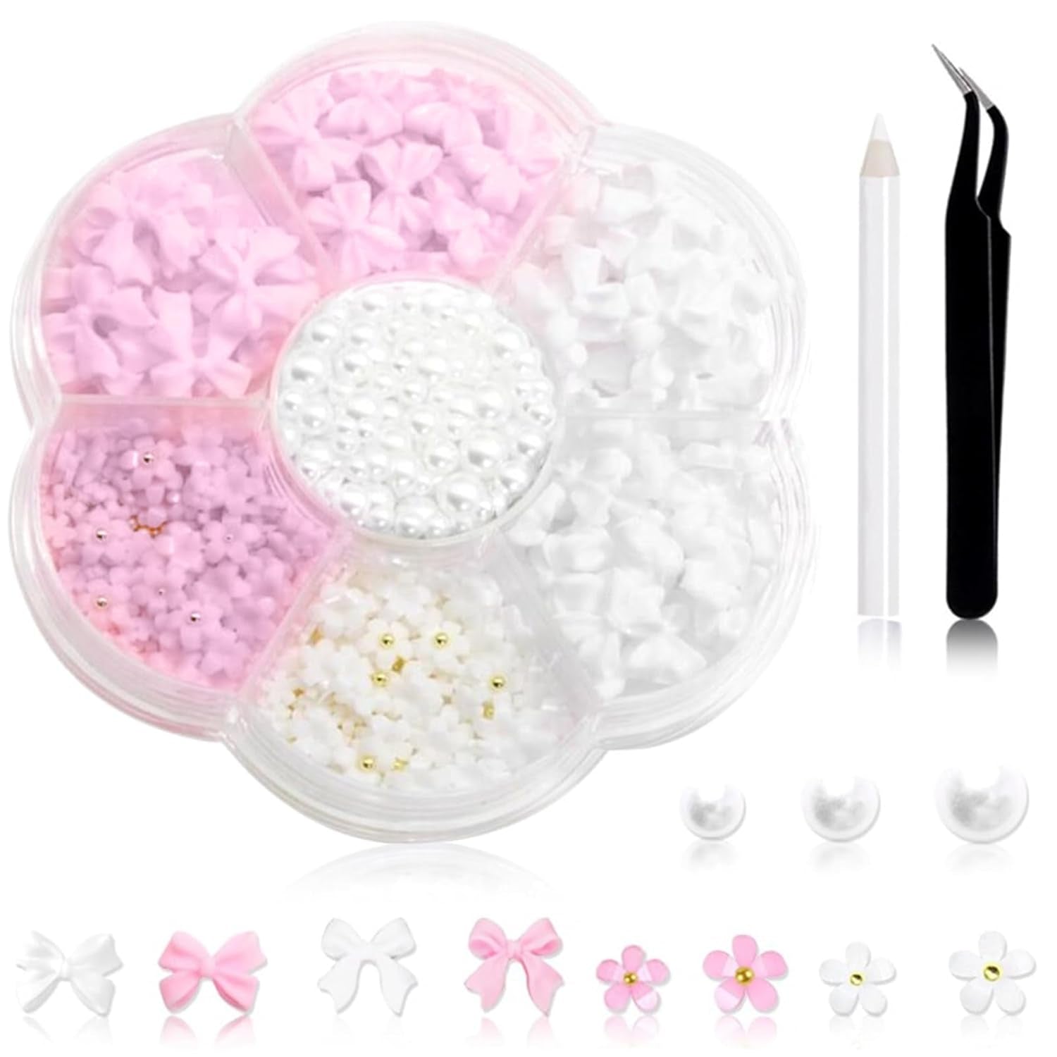 1 Karton Nail Art Charms, 3D Flowers Nagelkunst Charms, Acryl Blumen Nagel Strass Mit Ornamenten, Nagel Edelsteine, Nagel Zubehör Für Mädchen, Nagelkunst Dekoration, DIY Handwerk Nail Design