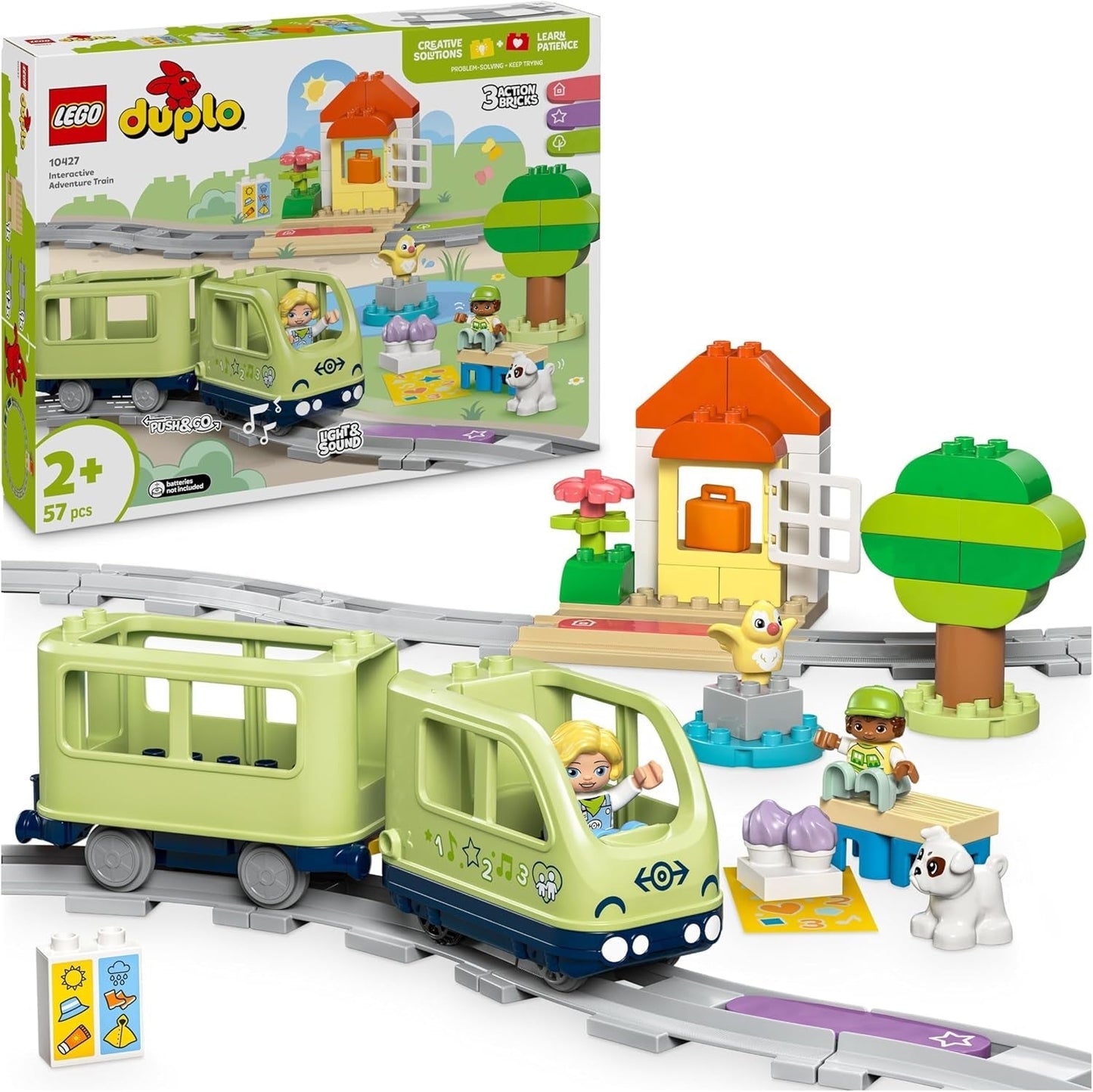 LEGO DUPLO Town Tren de aventuras interactivo, juego con luces y sonidos para juegos de rol, permite a niños de 2 años construir vías, juguete educativo para preescolares 10427 Juegos de construcción Besuche den LEGO-Store Default Title