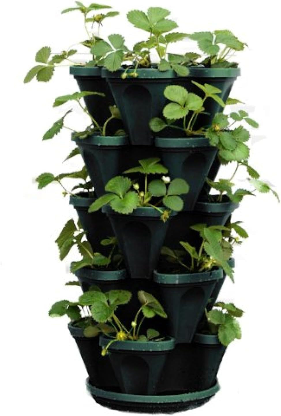 Macetero vertical apilable de 5 niveles para fresas, hierbas, flores y verduras para jardín interior y exterior.