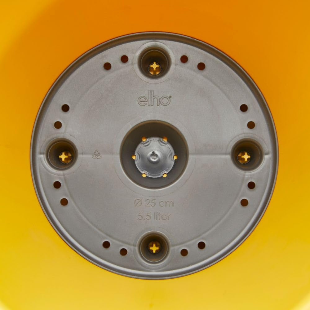 elho Loft Urban Round 40 - Macetas de exterior - 100% plástico reciclado - Ø 38,5 x Alt. 35,3 cm - Amarillo/Ocre