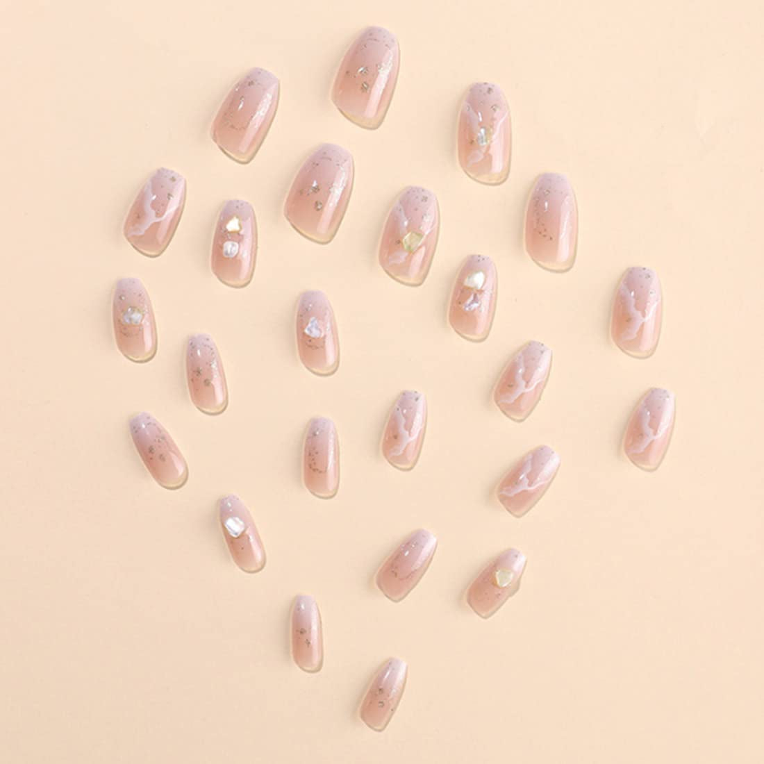 24 uñas postizas cuadradas desnudas francesas cortas de cobertura completa para mujeres y niñas