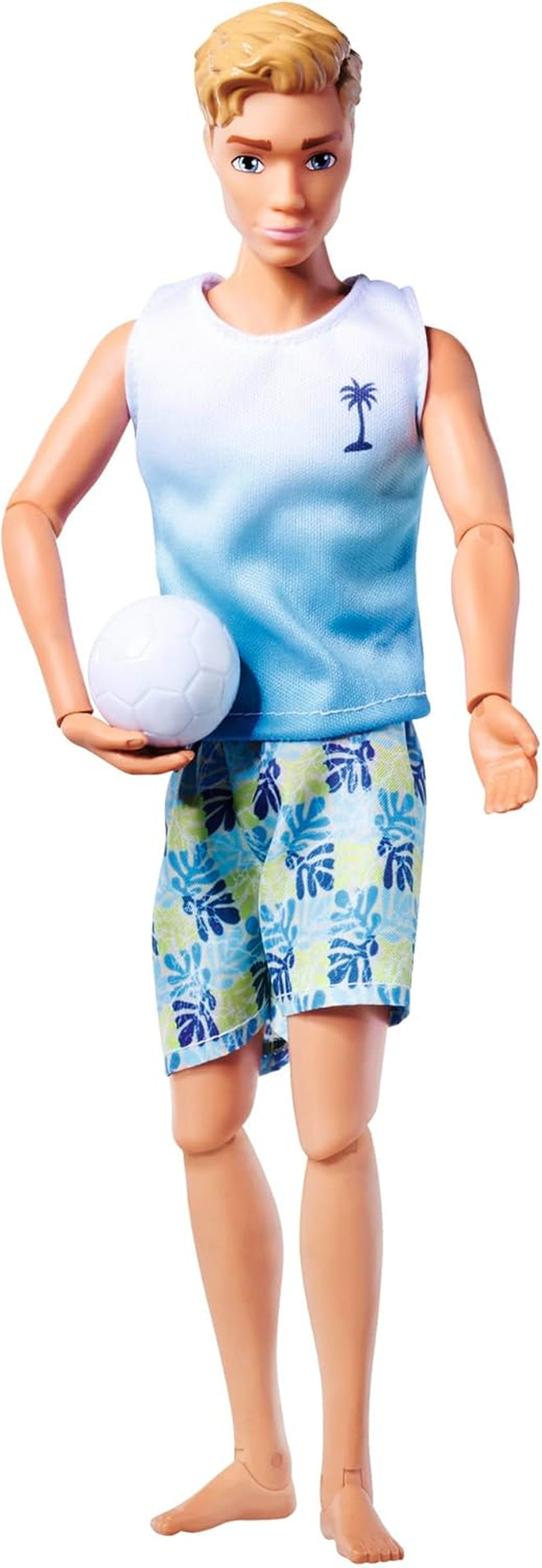 Simba Steffi Love Beach Kevin Doll, Kevin en traje de baño con camiseta y pelota de voleibol, totalmente articulado, 30 cm, a partir de 3 años