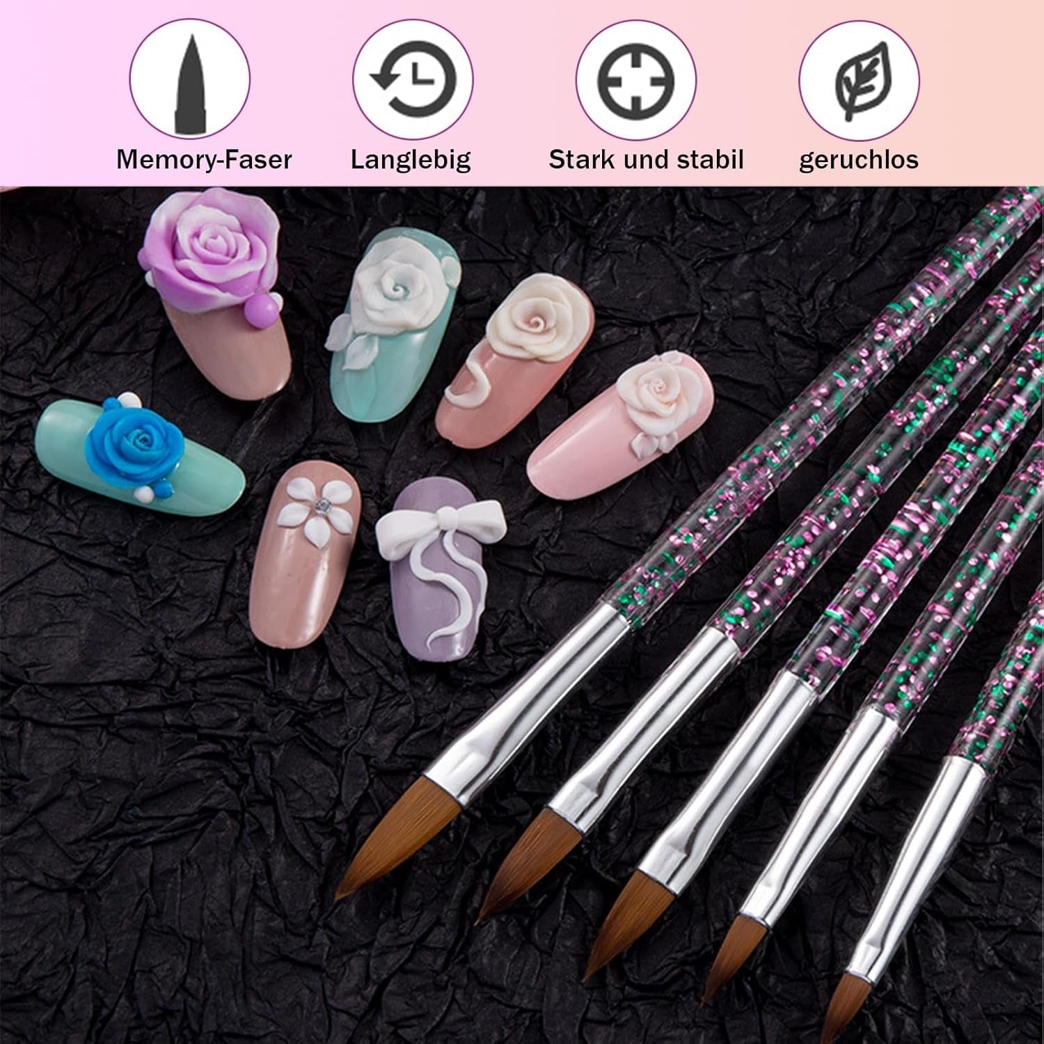 31 Stück Professionelle Nagel Pinsel Set, Nagelpinsel de doble punta, Pinsel para Gelnägel, Pluma acrílica para decoración de uñas, Herramientas de punteado para decoración de uñas, Pincel para uñas para bricolaje Nagelkunst Salon Design