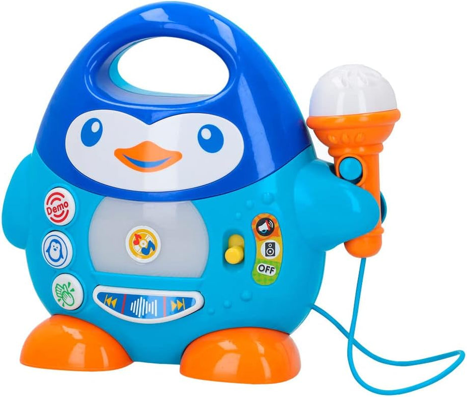 Reproductor de música karaoke WinFun, diseño de pingüino, con luces intermitentes y efectos de eco, en color azul, estilo juguetón, conexión USB Baby Toys Naty Shop Default Title