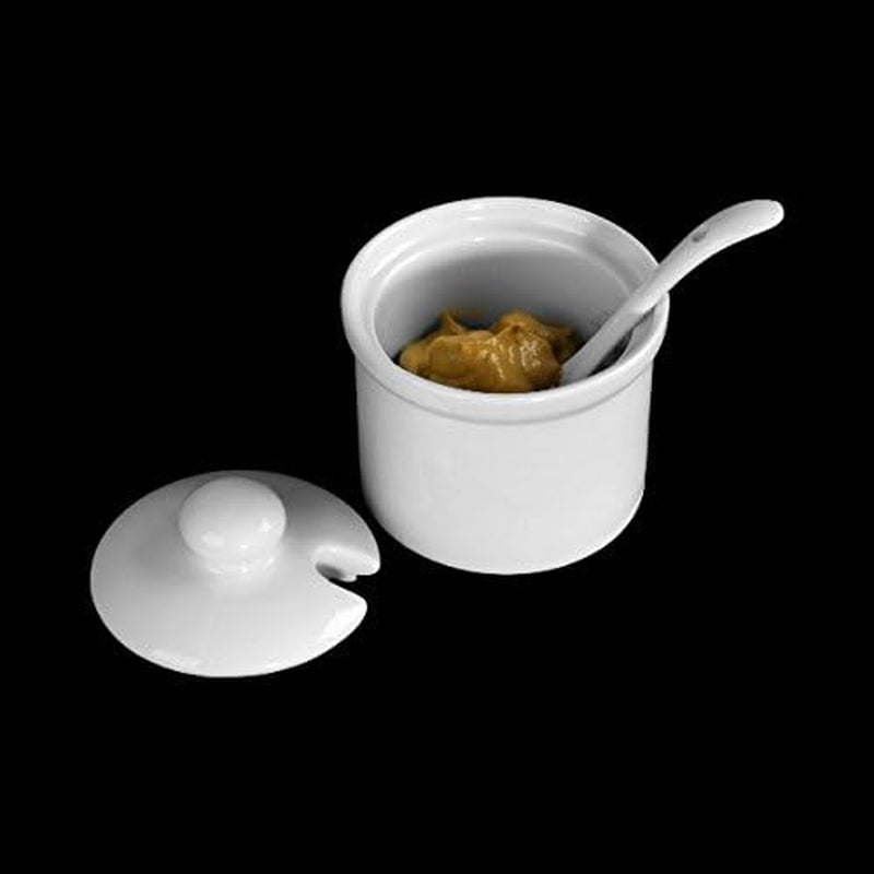 Holst Porcelana AT 216 FA1 Bidón 0,17 L Barril con Cuchara, Blanco, 8,5 x 8,5 x 6,5 cm