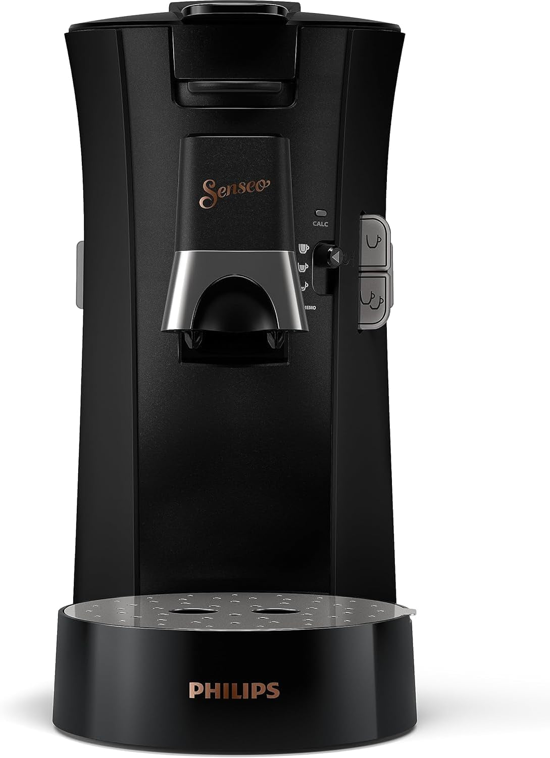 PHILIPS Senseo Select Cafetera espresso de cápsulas con selección de intensidad de café y función memoria, fabricada en plástico reciclado, color: negro (CSA240/60)
