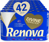 Renova Papel higiénico Renova Divine Perfection, 42 rollos, papel higiénico premium, 4 capas, ultra suave, extrafuerte, grueso, suave y absorbente, papel certificado Fsc, 4400G