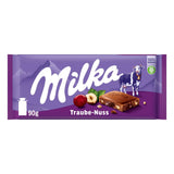 Milka Uvas y Avellanas – Chocolate con leche alpino con trozos de avellanas y pasas – 90g