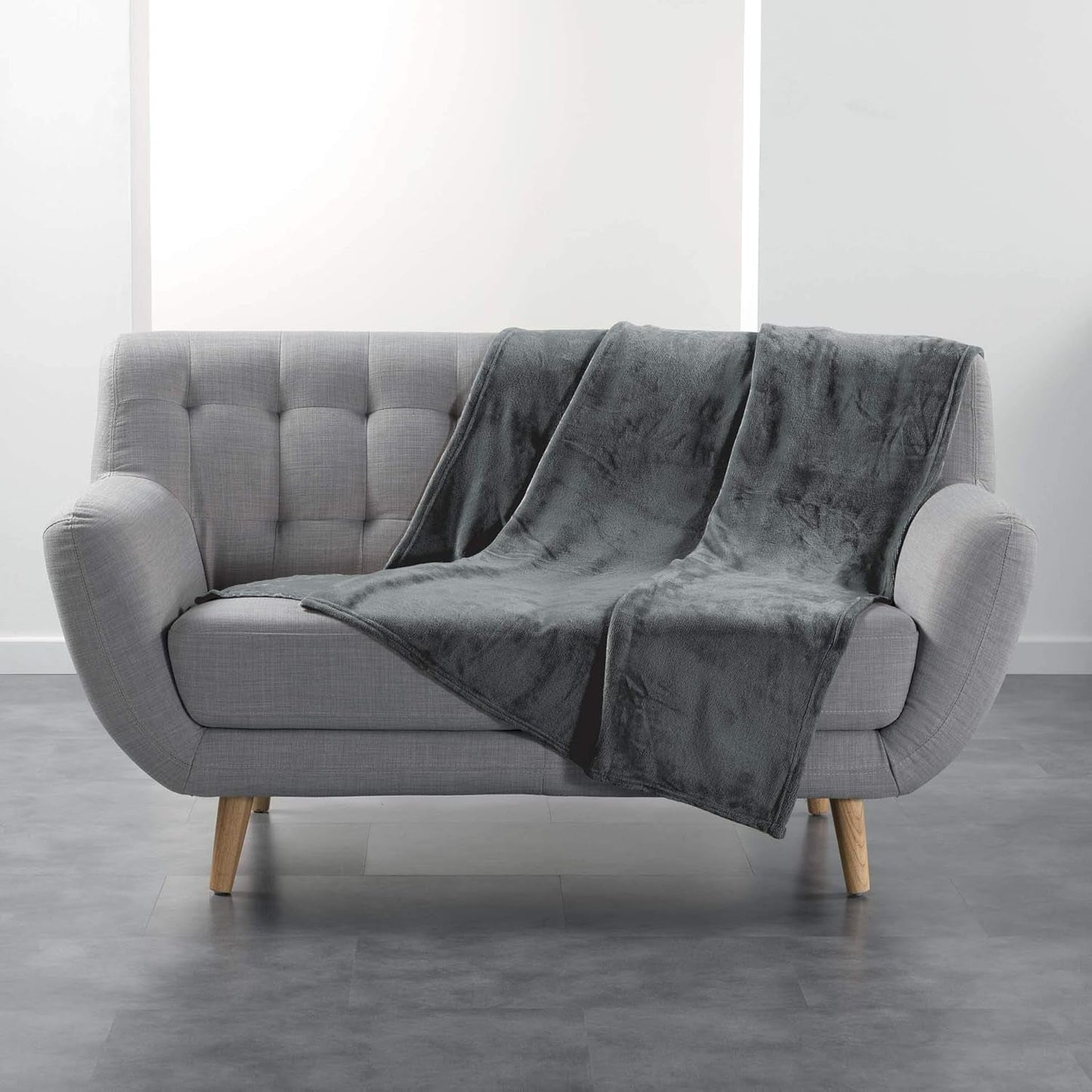 Douceur d'intérieur flanou plaid, poliéster, gris, 125 x 150 cm edredones y edredones naty shop gris