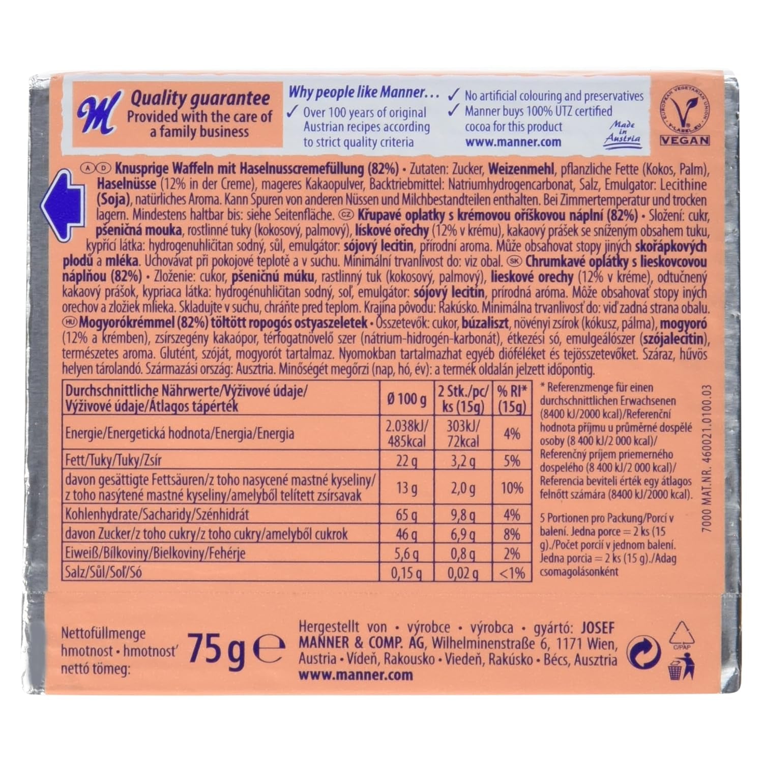 gofres napolitanos, 75 g