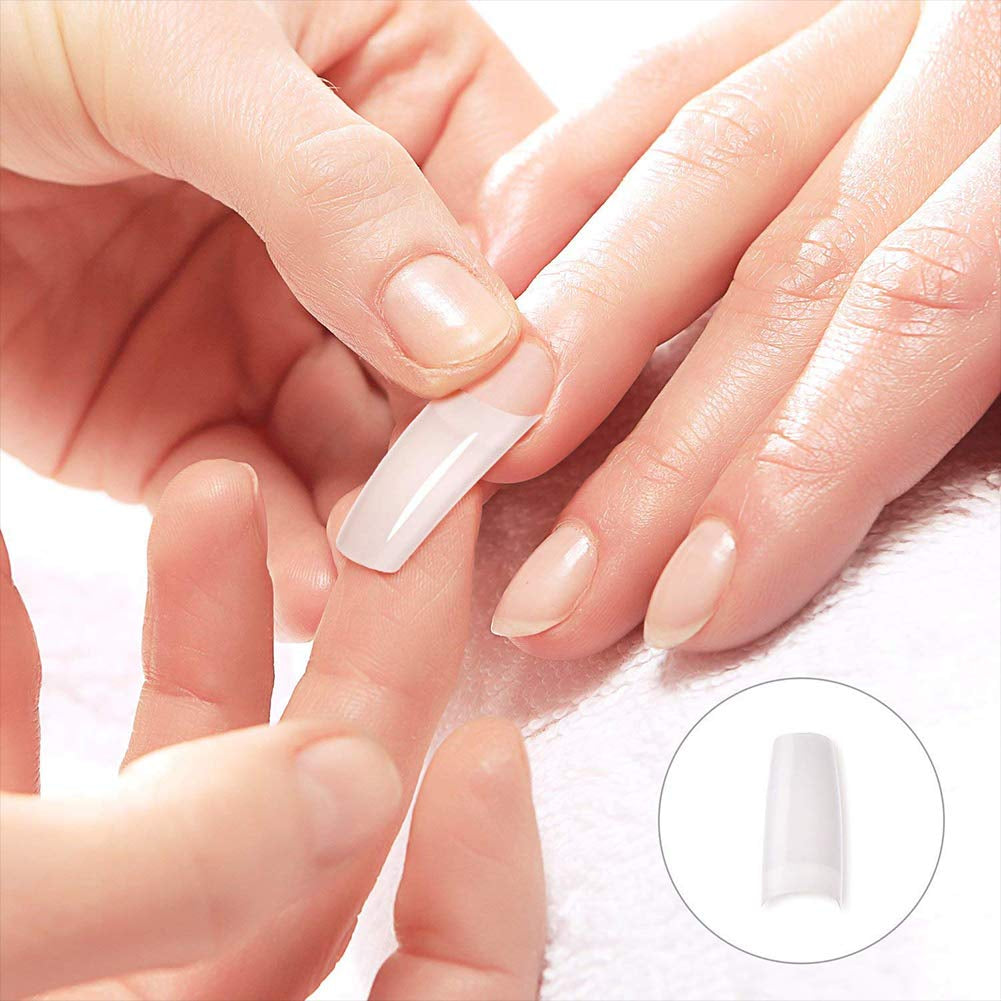 1000 piezas de uñas postizas, 10 tamaños, puntas de uñas naturales, puntas de uñas francesas artificiales, puntas de uñas artificiales, puntas de uñas postizas, caja de puntas artísticas para mujeres y niñas