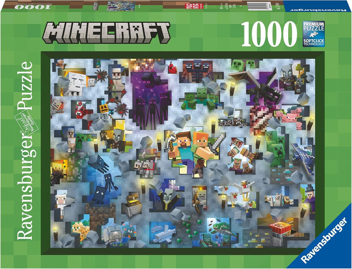 Ravensburger Puzzle 12000422 - Minecraft Mobs - Puzzle Minecraft de 1000 Piezas para Adultos y Niños 14+ Puzzle Naty Shop Pixelate