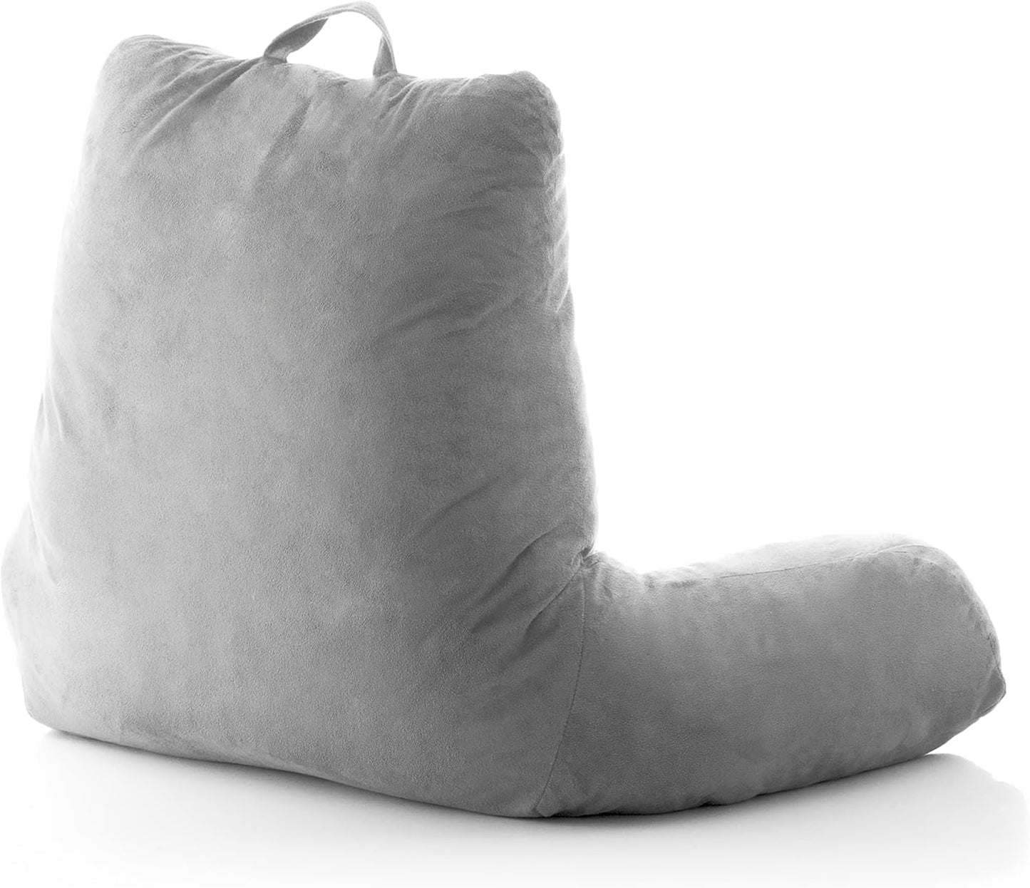 InnovaGoods Huglow Almohada de Lectura con Reposabrazos para Sofá, Cama y Alfombra, Almohada de Lectura con Soporte Lumbar y Asa de Transporte, Ergonómica, Previene Molestias y Dolores, Gris