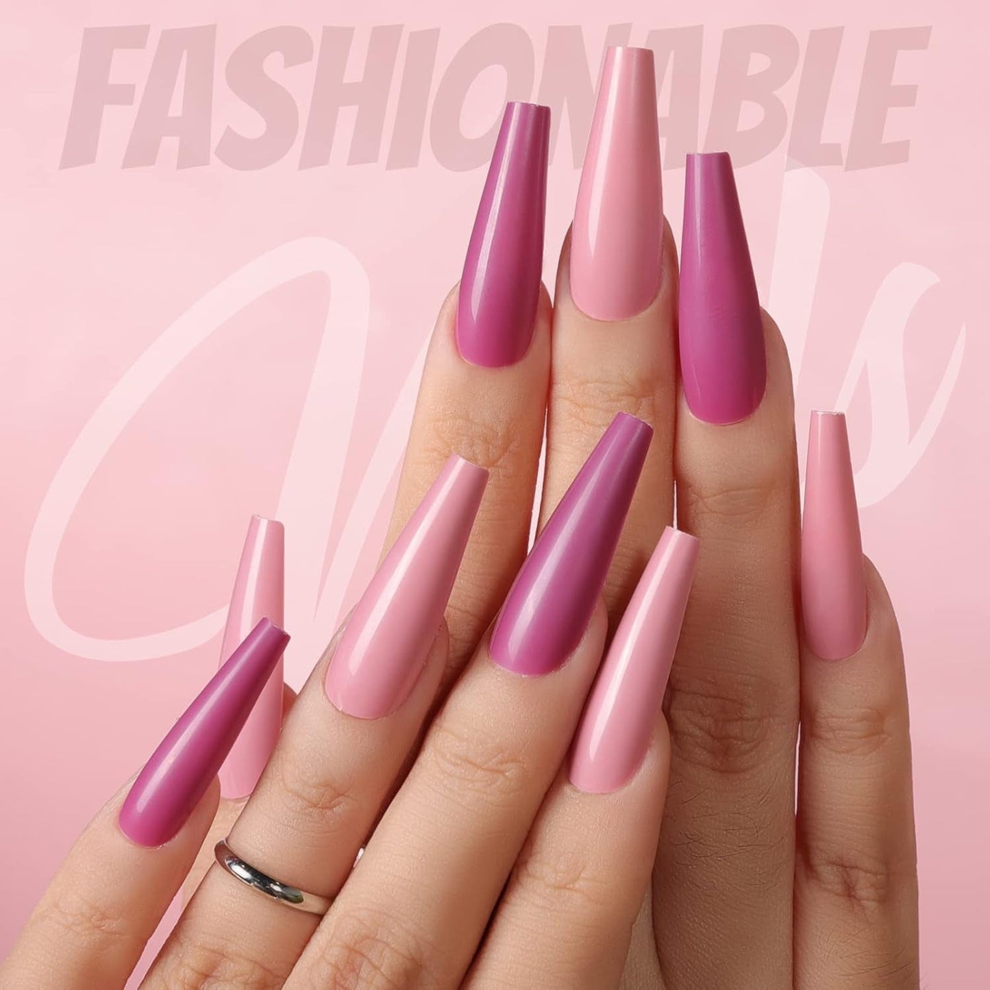 FANDAMEI 12 colores 288 Uds uñas postizas lisas bailarina larga ataúd uñas postizas puntas de uñas acrílicas uñas postizas largas de bailarina
