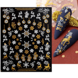 JMEOWIO Nagelsticker Weihnachten 9 Blatt Nail Art Sticker Selbstklebend Nagelaufkleber Schneeflocke Schneemann Festival Weißes Gold Dekoration Nageldesign Zubehör