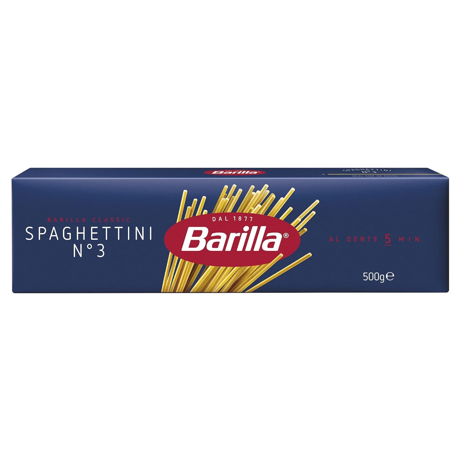 Barilla Pasta Klassische Spaghetti n.5 aus Hartweizen immer al dente de alta calidad, (1 x 500 g), insípido