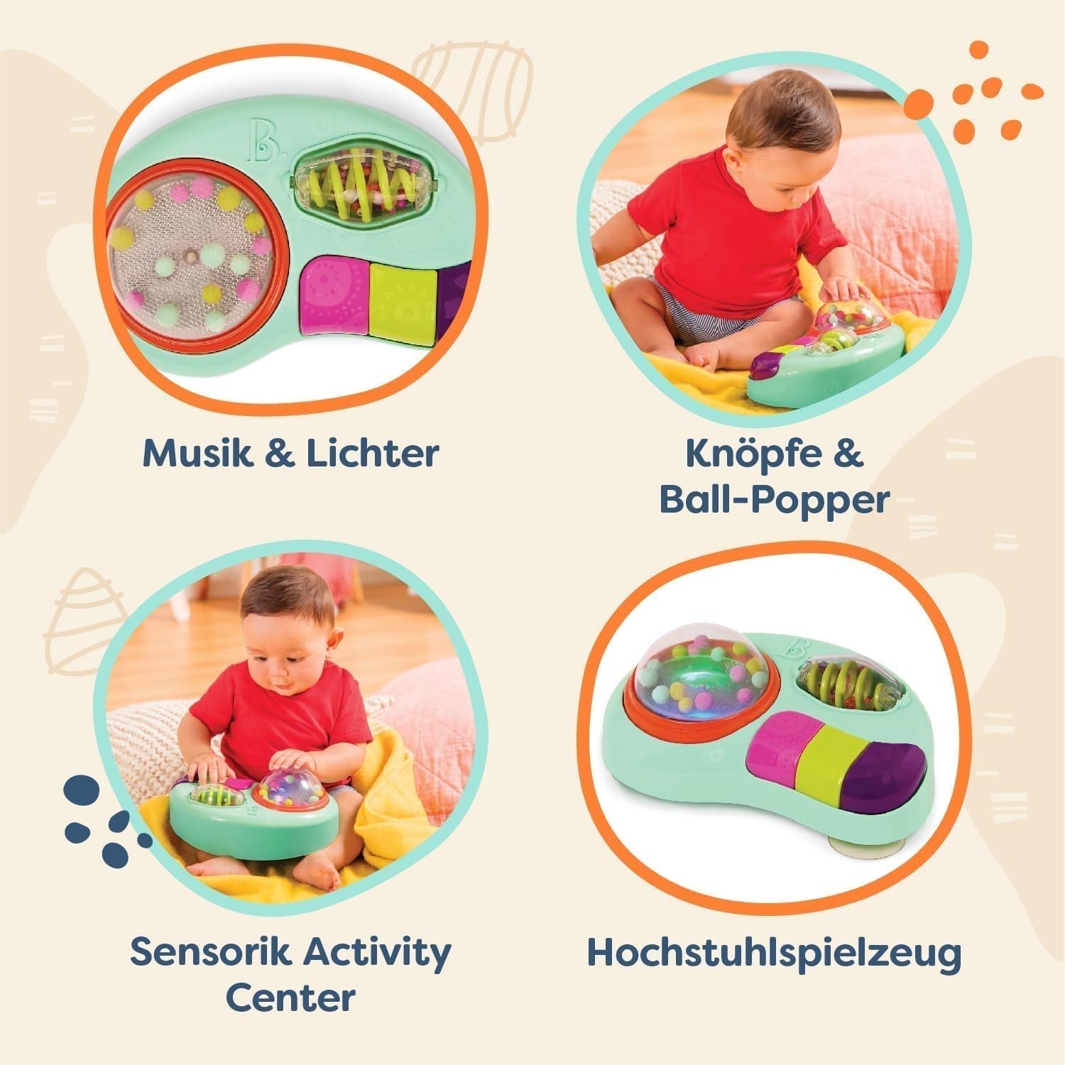 B. juguetes - Juguete infantil para trona - Juguete ventosa con música, luces, sonidos - Juguete sensorial - Juguete de actividad motora para niños - a partir de 6 meses - Whirly Pop Baby Toys Naty Shop