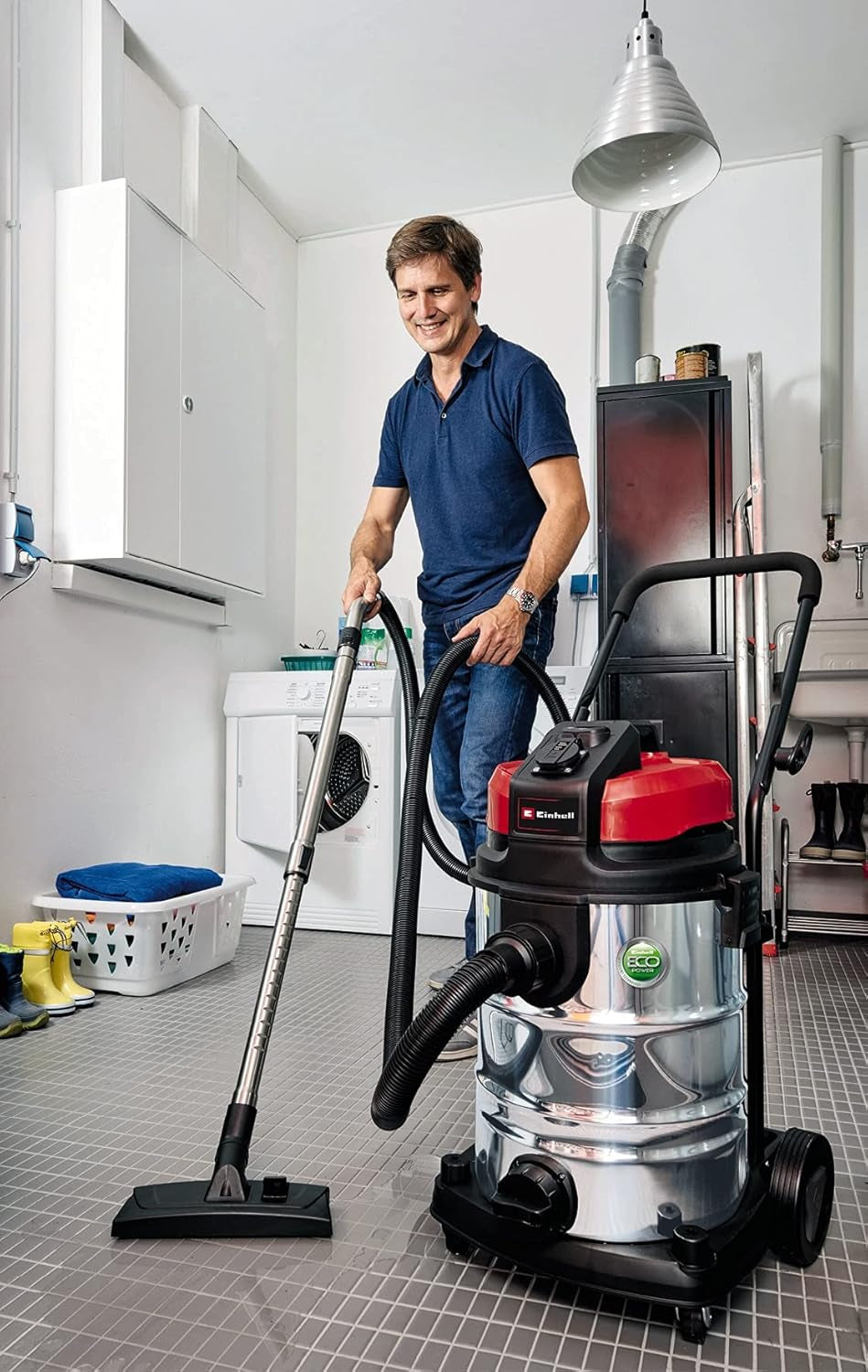 Manguera de aspiración original Einhell para aspiradores en seco y húmedo (longitud 3 m, incl. adaptador de conexión para todos los aspiradores en seco y húmedo Einhell, de plástico duro)