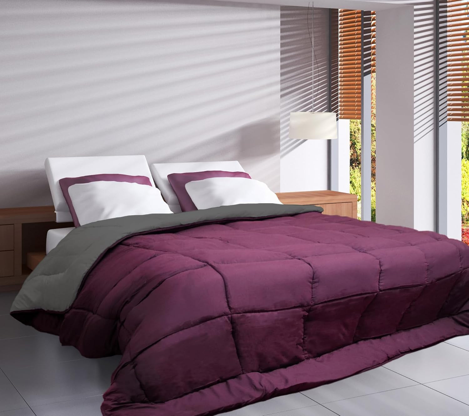 Toison D'Or Colcha Cocoon, ciruela/acero, 140 X 200 Cm Edredones y colchas Naty Shop Ciruela/acero 200Cm X 200Cm
