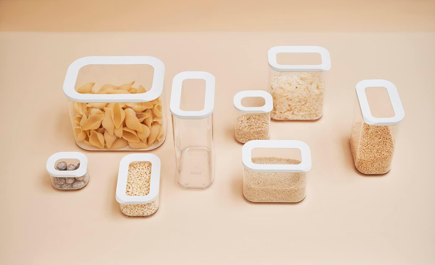 Mepal Juego de 6 Botes con Tapa - Recipientes para Alimentos Rectangulares - Organizador de Cocina de Plástico - Recipientes Herméticos - 2x 2000ml, 2x 1000ml, 1x 1500ml y 1x 425ml - Cajas de Almacenamiento de Alimentos Blancas Naty Shop