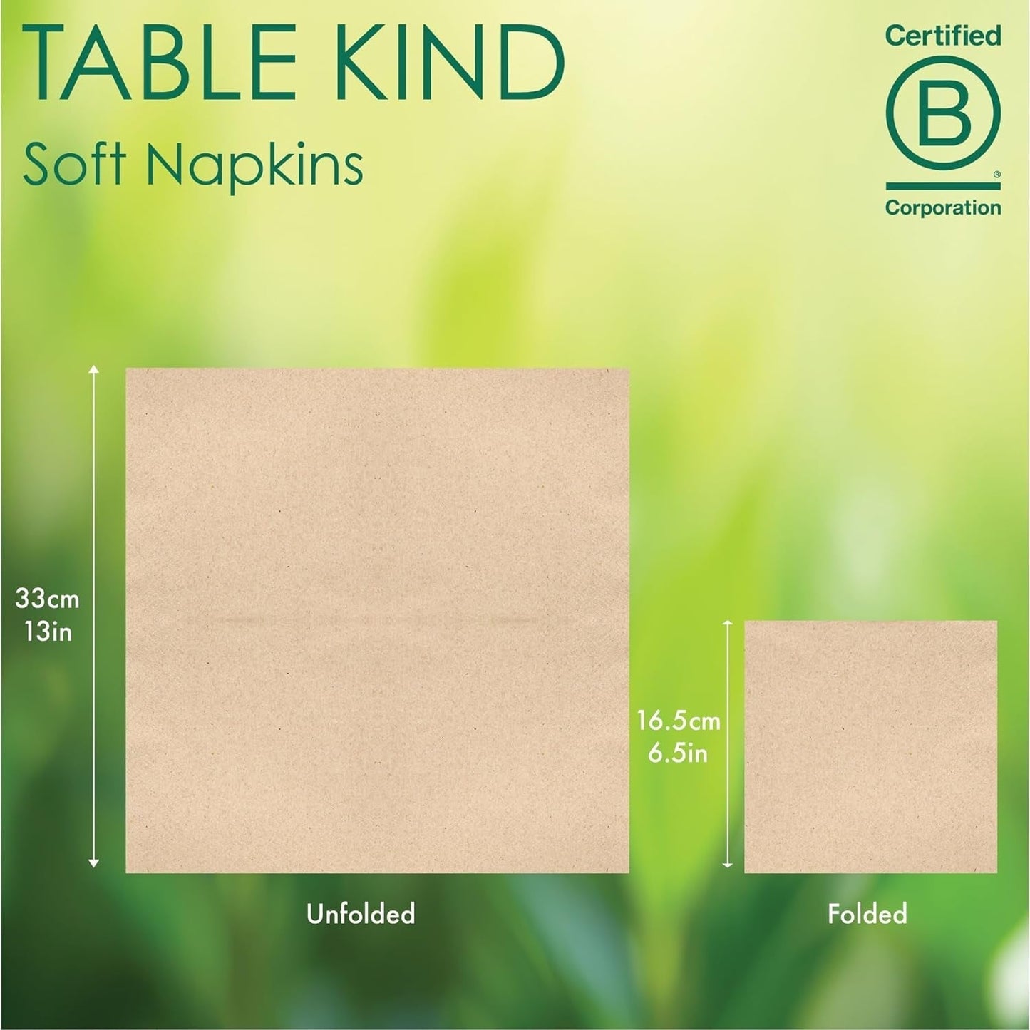Tipo de mesa | 100 Paquetes a Granel Servilletas de Papel Reciclado Suaves Servilletas de Fiesta Desechables Marrón Adecuadas para Uso Diario Kraft Ecológico Sin Blanquear Compostable Hecho en la UE 2 Capas 33cm
