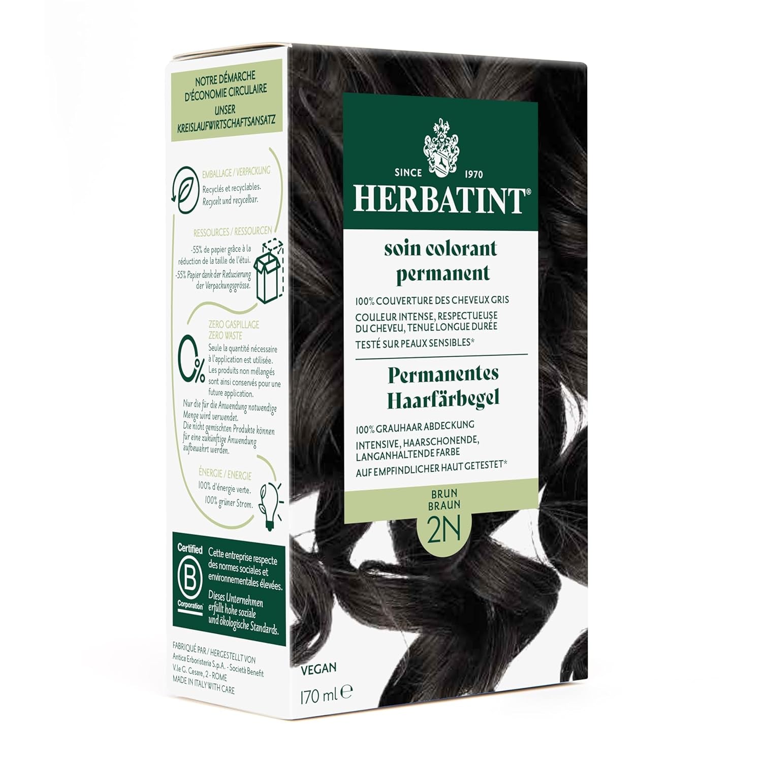 Tinte Permanente en Gel 6N Rubio Oscuro - 170ml I Sin amonia, cobertura 100% de las canas I Probado en pieles sensibles, con 8 extractos vegetales Naty Shop Tinte Capilar 2N Castaño