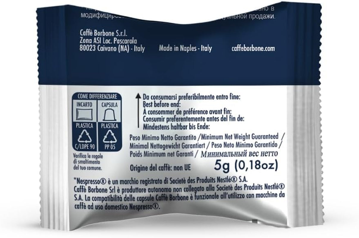 Caffè Borbone Respresso, mezcla de café ligero, 50% Weniger Kaffein als die Blue Mischung - 50 Kapseln - Compatible con Nespresso®* Haushalts-Espressomaschinen