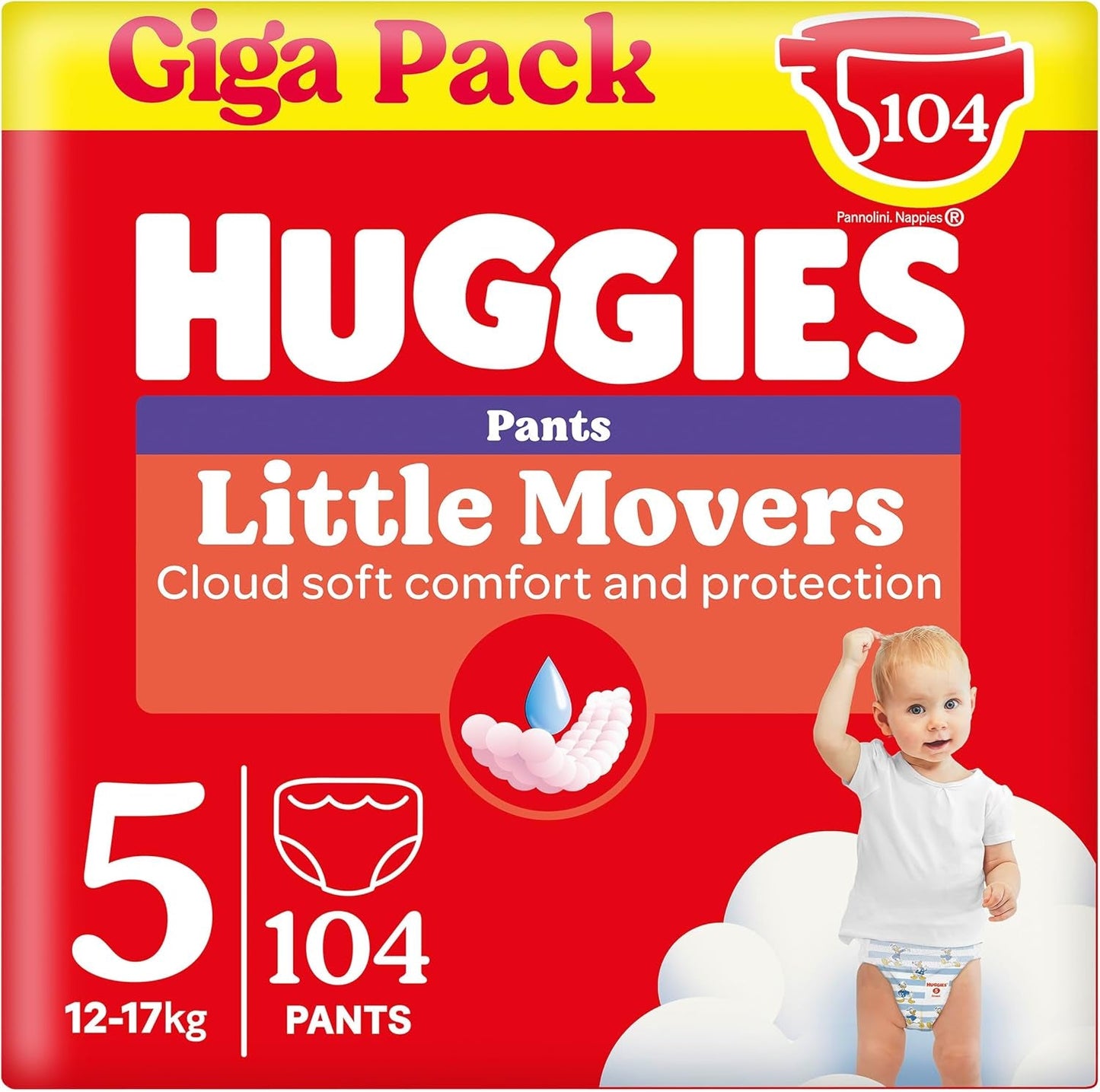 Pantalones Huggies Little Movers Disney, talla 5, 104 unidades (2x52), caja mensual
