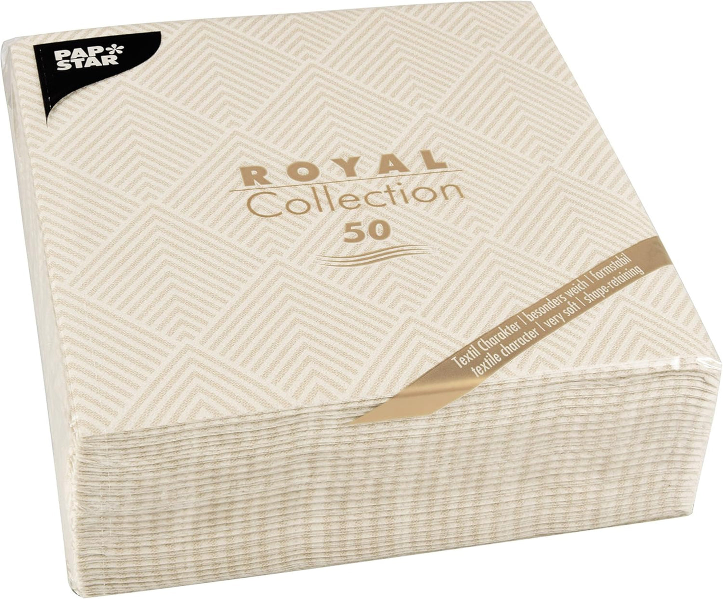 Papstar, 50 servilletas "ROYAL Collection" pliegue 1/4 40 Cm X 40 Cm champagne "Elegance", #86497