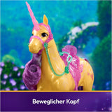 Unicorn Leaf Unicorn Academy: unicornio Ava original de 28 cm de altura de la serie Netflix con melena y cola reales, brida, silla y cepillo extraíbles, para niños a partir de 4 años