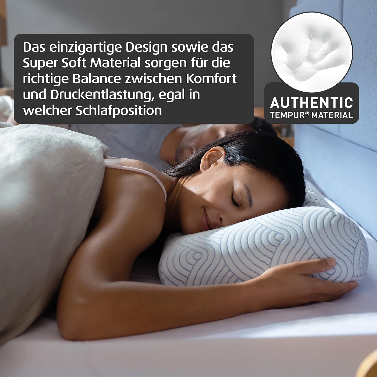 TEMPUR EASE Almohada para Dormir de Espuma Viscoelástica, Almohada Ergonómica de Soporte para el Cuello para Cualquier Posición para Dormir, Soporte Firme, 50 X 31 X 10/5 cm, Blanco Naty Shop Standard Pillows