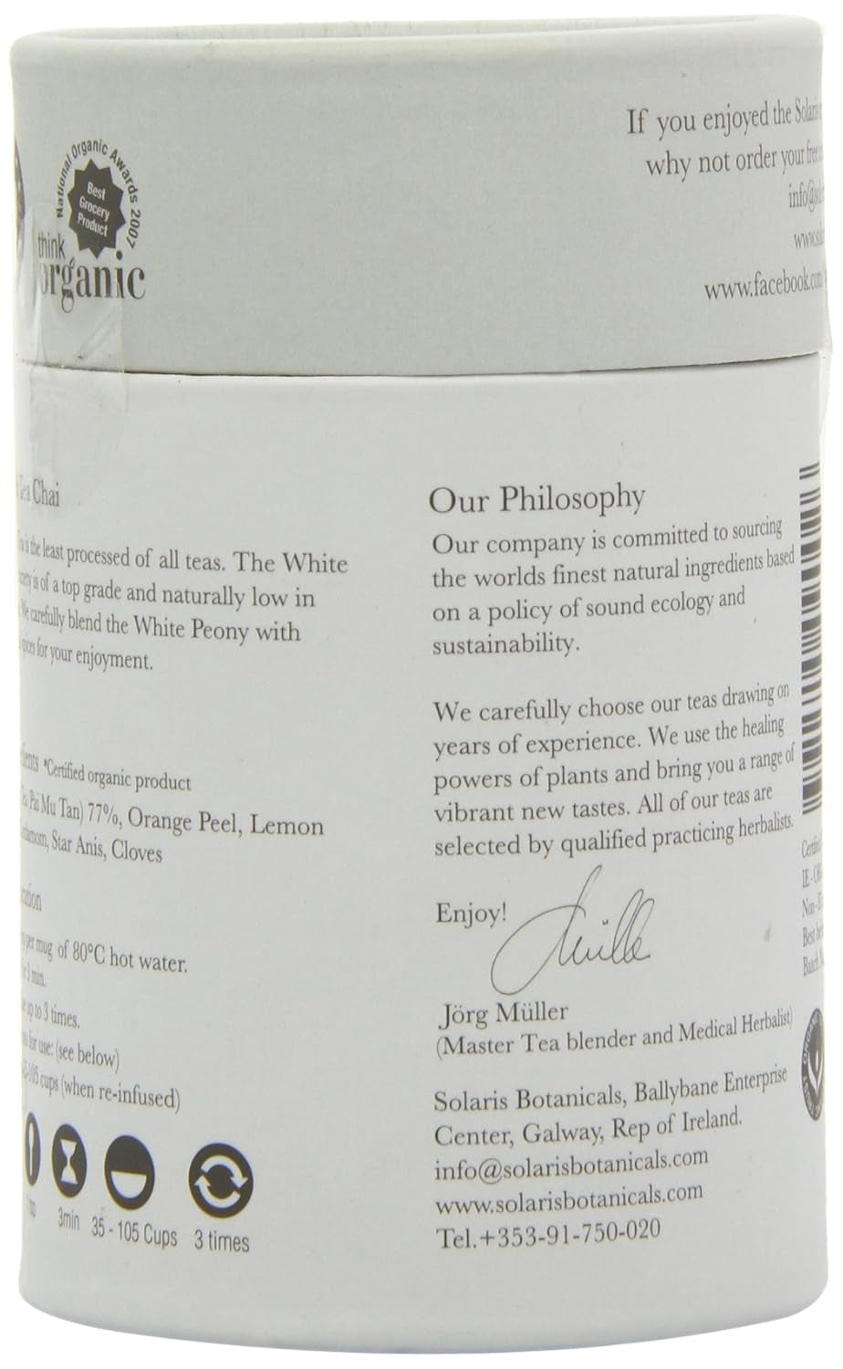 Solaris Té orgánico Chai té blanco 25 g