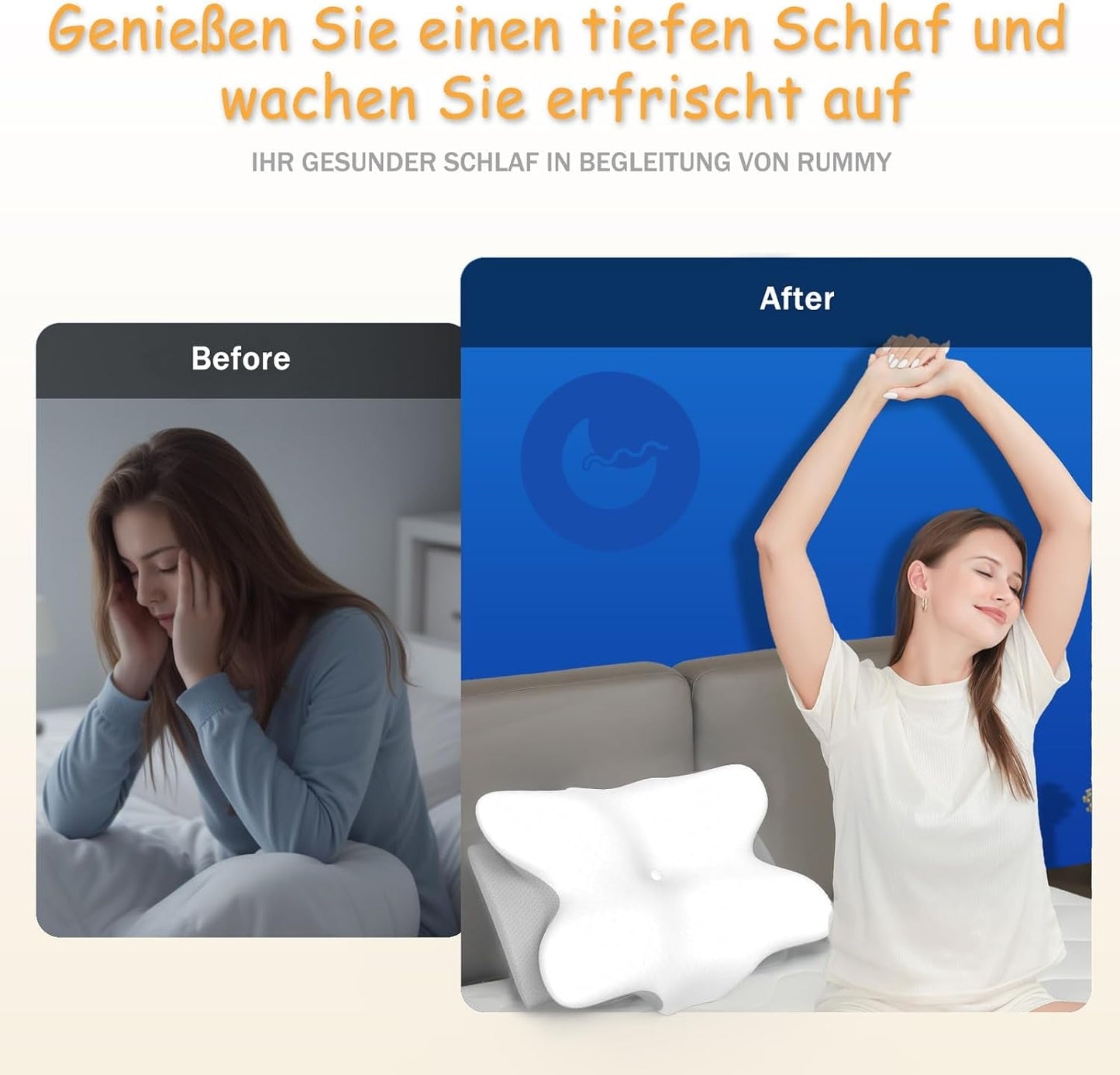 Almohada Cervical Ergonómica Memory Foam con Funda Extraíble Lavable para Dormir Ortopédicamente, Dolor de Cuello y Dolor Abdominal (55X35X13 Cm) Naty Shop Almohadas Ortopédicas Cervicales