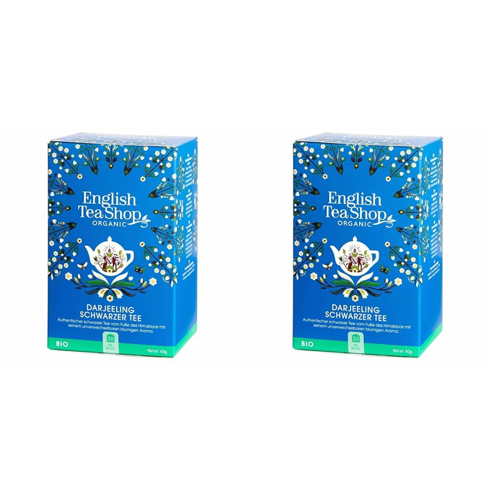 ETS - Té negro Darjeeling, BIO, 20 bolsitas de té (paquete de 2)