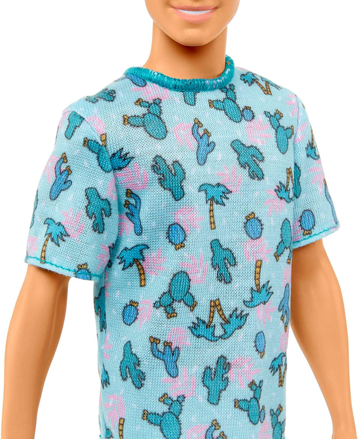 Muñeca Barbie Ken Fashionistas - Camiseta con Estampado de Cactus y Palmeras, Shorts y Zapatillas Blancas, Perfecto para Aventuras con Amigos y Paseos por la Ciudad, para Niños de 3 Años en Adelante, HJT10 Naty Shop Muñecas