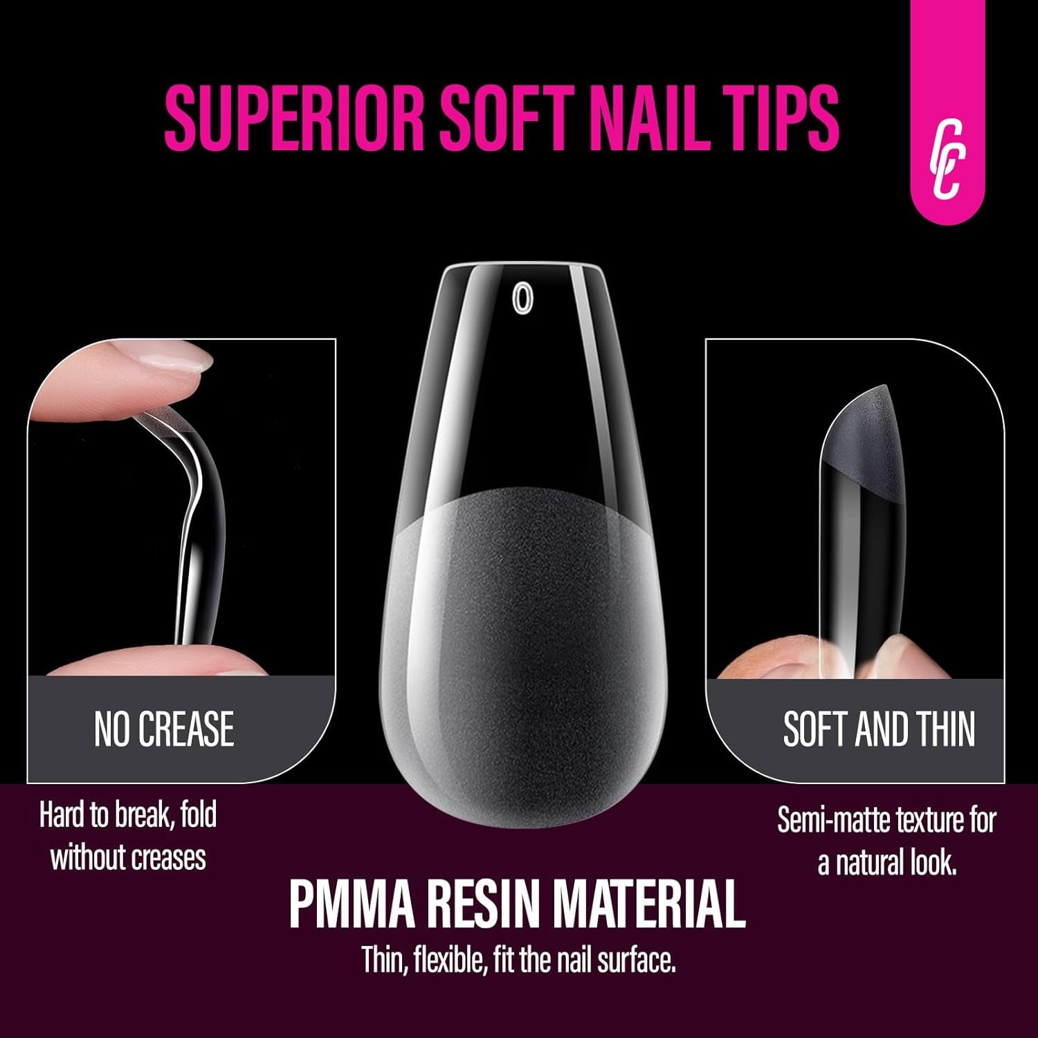 504 Uds. Tipos de uñas de gel medianas tipo bailarina: puntas de uñas de gel PMMA uñas postizas extensiones de uñas uñas artificiales 12 tamaños
