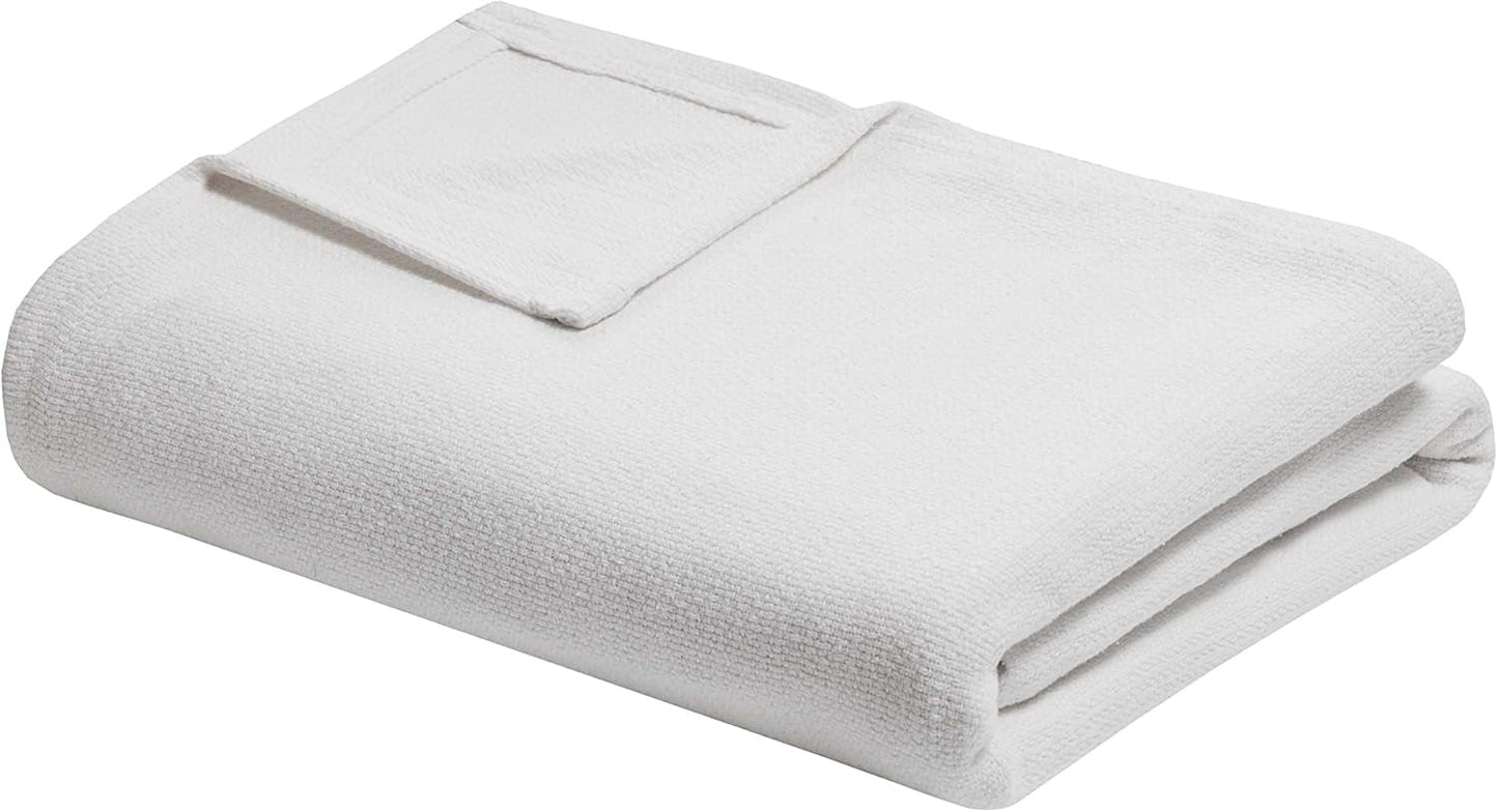 Madison Park Freshspun Wicker Twin Grey Cotton Blanket Camas y mantas Madison Park King color crema