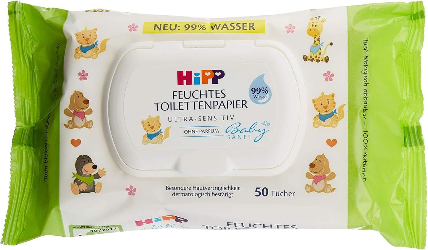 Papel higiénico Hipp Babysanft Feuchtes Kinder, paquete de 6 unidades (6 x 50 unidades) Naty Shop