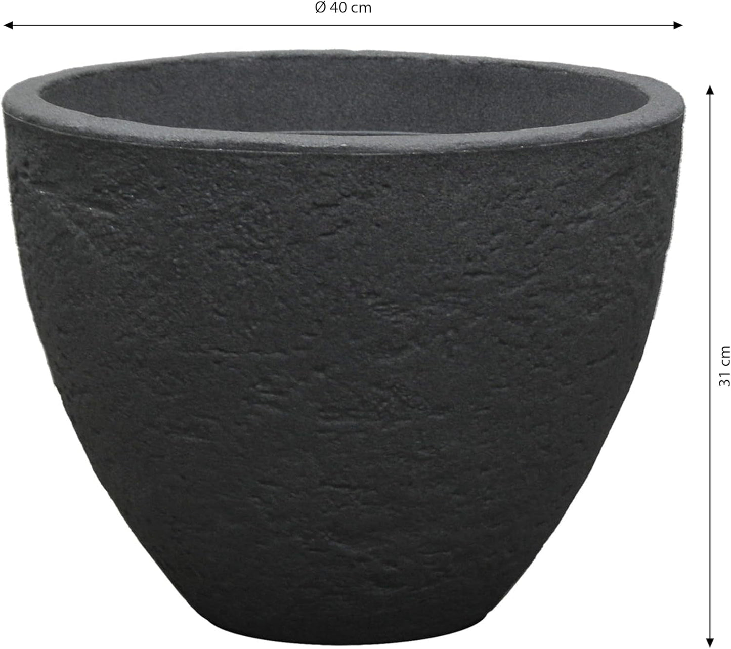 Maceta Dehner Stone, Ø 40 cm, altura aprox. 31 cm, plástico, antracita