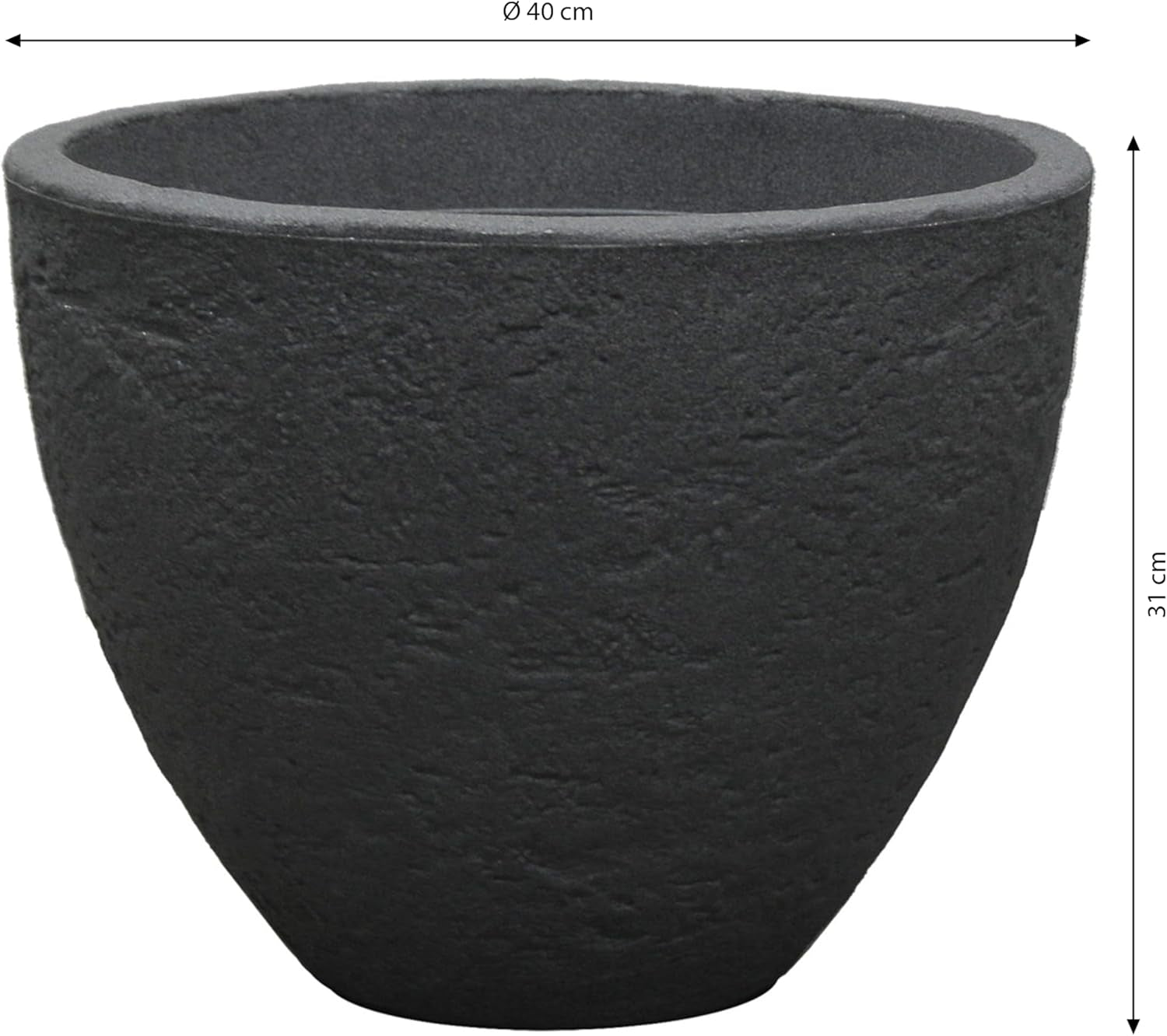 Maceta Dehner Stone, Ø 40 cm, altura aprox. 31 cm, plástico, antracita