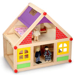 Marionetas de Madera - Casa de muñecas de madera con muebles y muñecos - 11 piezas Casas de Muñecas Naty Shop