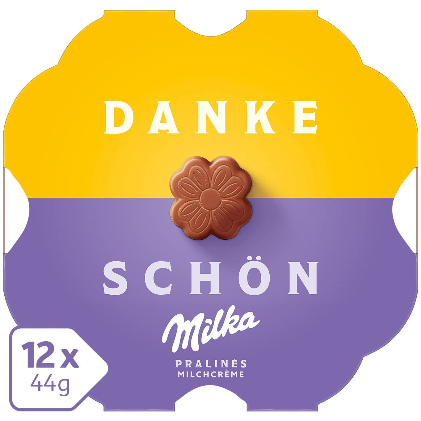 Milka Little Thank You Chocolates 12 x 44 g, finos bombones de crema de leche cubiertos con chocolate con leche alpino (paquete de 5)