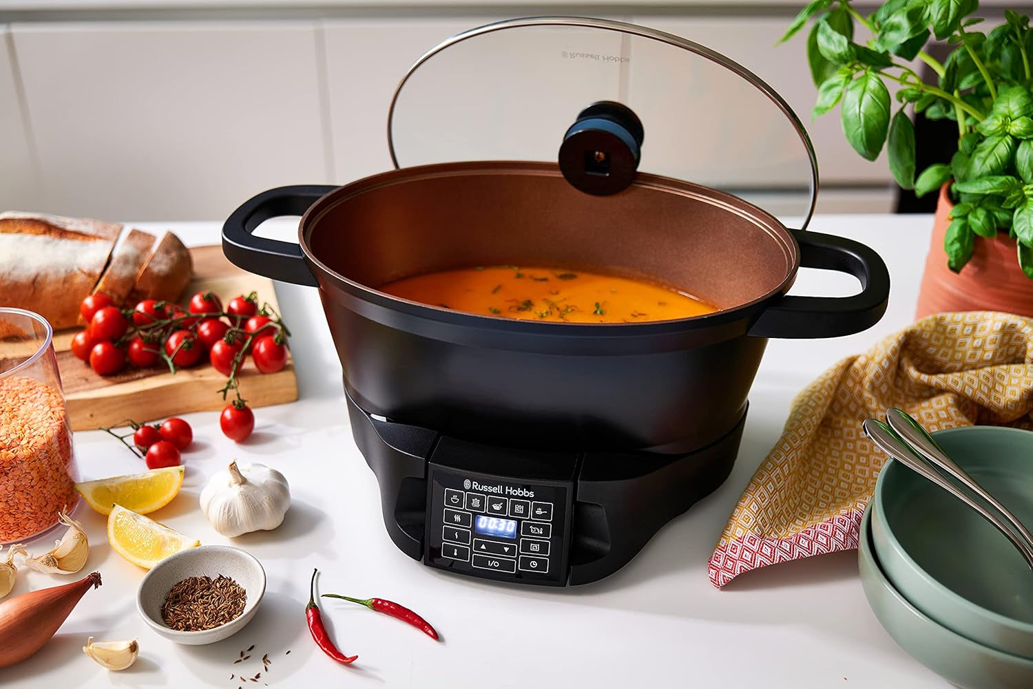 Multicocina Russell Hobbs 6,5L, pantalla digital, 8 funciones de cocción Olla de cocción lenta Naty Shop