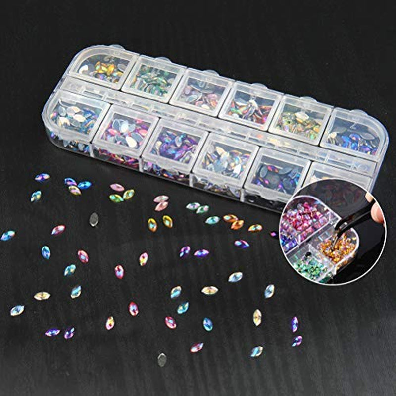 Diamantes de imitación para uñas con herramientas de punteado, decoración de uñas 3D, juego de piedras con purpurina para uñas, purpurina para decoración de uñas, accesorios para uñas, diseño de uñas con pinzas