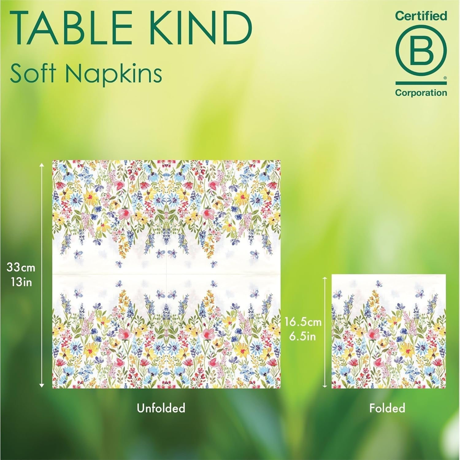 Talking Tables Servilletas desechables tipo mesa, servilletas de papel suave, servilletas desechables con estampado floral, para bodas o uso diario, ecológicas, compostables, reciclables